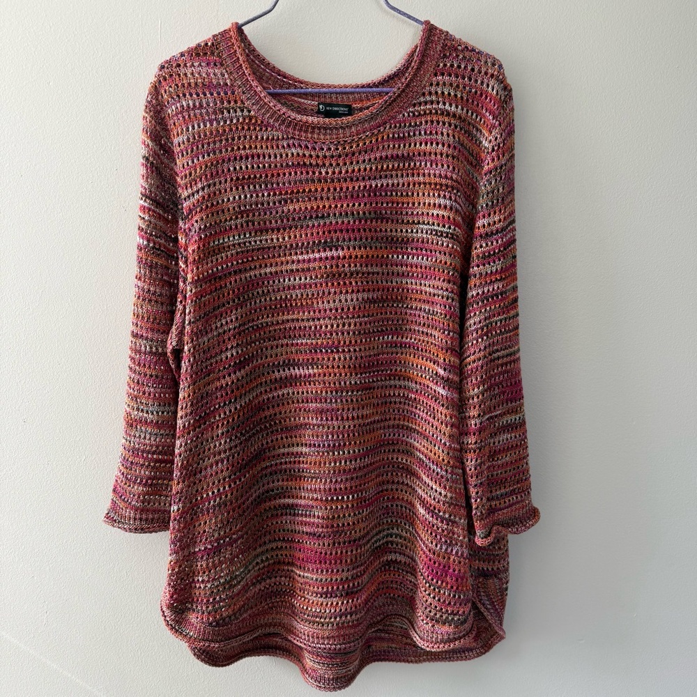 New Directions See Through Multicolor Knit Sweater Size 2XL